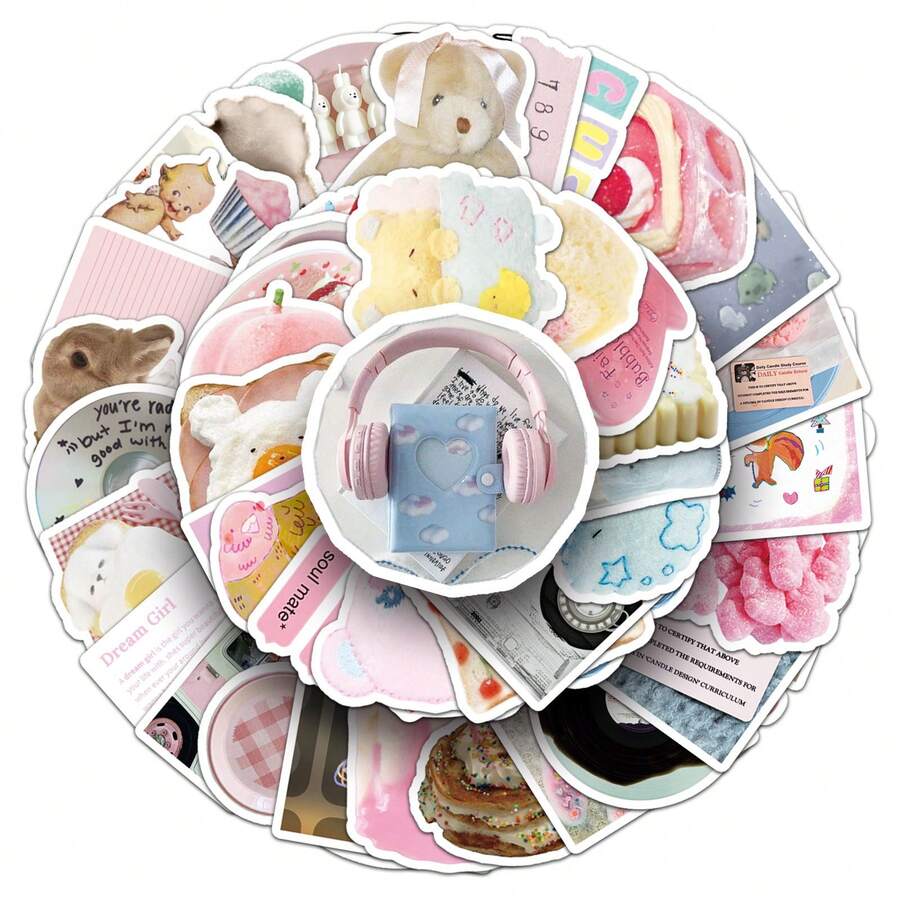Bộ 50 miếng dán hoạt hình dễ thương, phong cách Kawaii ngọt ngào, hình dán vui nhộn, hình dán Y2K, hình dán vinyl chống thấm nước, thích hợp dán lên phong bì, bình nước, máy tính, laptop, điện thoại, hành lý, sổ tay, tủ lạnh, v.v.