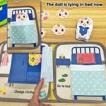 抗撕裂柔软婴儿书籍、安静书籍、布书、布艺活动早教书籍玩具、婴儿礼物、圣诞礼物、新年礼物 - 彩色 - 查看 7