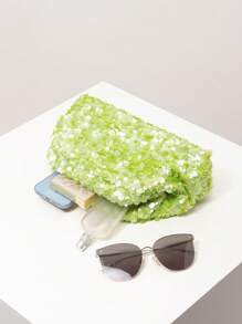 Borsa clutch da donna con paillettes colorate e brillanti, borsa floreale, borsa con paillettes, borsa da cerimonia, accessori da cerimonia, borsa elegante da donna, articoli da matrimonio, portafoglio da festa con glitter (modello casuale)