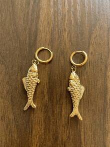 Stainless Steel Beach Fish Earrings, Ocean Style Earrings For Women