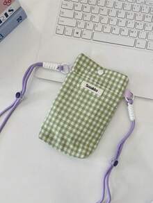 1 Pc Ins Style Grid Pattern Printing Lightweight Mobile Phone Storage Bag Phone Pouch ,Multifunctional Messenger Bag To Go For A Walk And Go Shopping To Carry On Small Item,Portable Storage Bag Card Holder Coin Purse For Travel And Daily Commuting,Gift For Friends And Teachers,Birthday Gift - Multicolor - View 13