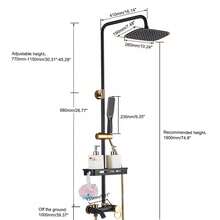 Exposed Shower Faucet System With Rain Shower Head, Black & Gold 3-Function Fixture Set For Luxurious Bathroom - Black and Gold - View 4