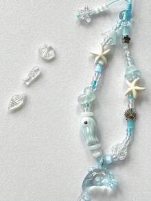 DIY Phone Lanyard, Korean Ins Style Transparent Star Phone Case Strap, Cool Black Sexy Girl DIY Beaded Random Bead Camera Strap Phone Anti-Lost Cord, New Fashionable Hanging Ornament For Women - Dolphin Sl - View 3