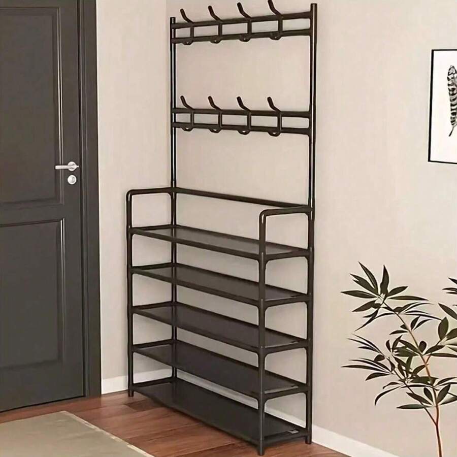 Shoe Racks, Simple Floor-To-Ceiling, Multi-Functional Hangers, Metal Modern Minimalist Shelves, Household Coat Racks - Multicolor - View 1