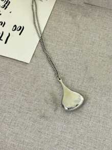 1 pezzo Collana con pendente a goccia geometrico, collana minimalista di colore argento alla moda per donne, adatta per uscite, feste, abbinamento di outfit e regali