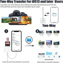 2-In-1 SD/TF Card Reader For I-Phone & USB-C - Dual Slot Memory Card Adapter With Lightning & USB-C Connectors | Plug & Play For Trail Cameras, IPad, M-AcBook & Android Devices | No Driver Needed - trắng - Xem 5