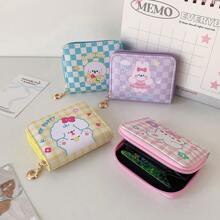 INS风韩国卡通熊短款零钱包女生学生证件卡包多卡位拉链钱包女钱包迷你钱包零钱包卡片包钱包钥匙扣钱夹