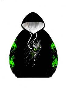 Sudadera con capucha casual para hombres con estampado digital 3D de manga larga y cordón ajustable