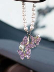 1 件创意合金珍珠蝴蝶装饰汽车内饰装饰车内后视镜装饰 - 均碼 - 查看 14