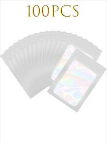 100 个透明窗口珠宝袋，渐变色珠宝密封袋，可重复使用，防尘防氧化，适用于戒指、耳环、项链、吊坠等珠宝、珠宝配饰整理、家居必需品、节日礼物。 - 彩色 - 查看 29