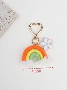 1 件女士手工纱线流苏彩虹吊坠北欧风格可爱花朵包饰配件背包装饰钥匙扣适用于包包汽车配件女士 - 彩色 - 查看 2