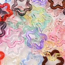 20pcs 30mm Acrylic Transparent Star & Plum Blossom Pendants With Holes - Multicolor Five-Pointed Star & Floral Charms For DIY Keychain Earring Jewelry Making, Craft Accessories, Handmade Accessories, Decorative Accents, Crafting Supplies - 綠色 - 查看 3