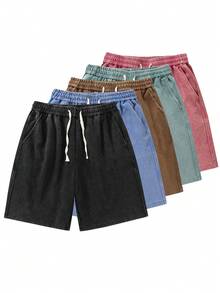 Blueplus Solid Color Casual Shorts With Drawstring Waist And Comfortable Fit For Both Sports And Leisure Wear - màu đen - Xem 1