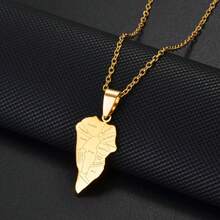 1pc Stainless Steel La Palma Island Map Pendant Necklace, Jewelry For Women & Girls - Multicolor - View 5