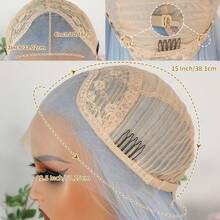 13X4 Free Part Blue Lace Front Wigs 26 Inch Pre Plucked Long Straight Hair Wigs Glueless Soft Light Blue Colored Wigs Heat Resistant Long Blue Straight Synthetic Lace Front Wigs For Fashion Women For Daily Christmas Party Cosplay Use - 霧霾藍 - 查看 8