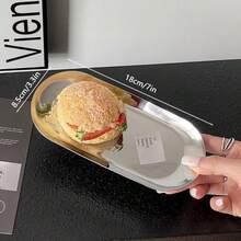 1 pieza Bandeja rectangular de metal para servir, plato de hospitalidad para hornear, exhibición de postres, té de la tarde, almacenamiento de cocina, uso en cafetería y reuniones