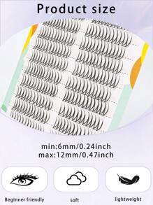 100片/套 韩国女团偶像假睫毛，C型卷翘，分段式自然卡通眼妆，保湿效果，透明睫毛梗，单根假睫毛，适合日常妆容，可在家DIY嫁接睫毛，柔软易用 - 黑色 - 查看 11