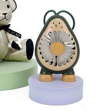 1 pieza Ventilador mini portátil de mano con ajuste de 2 velocidades, con diseño de aguacate, recargable por USB, ideal para exteriores, hogar, oficina y dormitorio, color verde - Verde oscuro - Ver 8