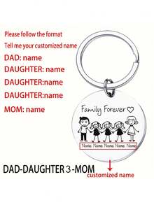 1Pc Personalized Stainless Steel Family Name Keychain,Custom Round Pendant With "Family Forever" Design, Engraved Name Option For Loved Ones, Simple Style Gift For Families,For Man Women Customized Names Round Pendant Keychain Pet Accessories Gift Stainless Steel Jewelry Couple Gifts,Customized Valentine's Day Gifts, Birthday Gifts, Anniversary Gifts