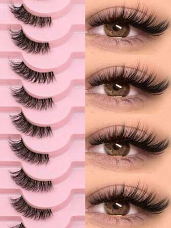 10 pares de pestañas postizas de ojo de gato transparentes, cortas y suaves de 3D de visón falso, de aspecto natural, adecuadas para Halloween