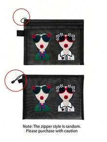 1pc Multi-Color Mesh Bag With Creative Goddess Head Pattern, Charger Storage Bag, Lightweight, Large Capacity, Multi-Function Storage Bag, Travel Toiletry Bag, Suitable For Beach, Vacation, Travel, Picnic, Dating, Practical Digital Bag, Women'S Cosmetic Bag, Student Stationery Bag, Family Medicine Bag, Small Accessories Bag, Suitable For Gift Giving, Back To School Essential, Dormitory Storage - Multicolor - View 9