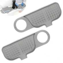 Protège-éclaboussures pour évier de cuisine, tapis de robinet en silicone, tapis de protection anti-éclaboussures pour évier avec une pente de 5°, rotatif à 360°, flexible, anti-dérapant, bac de récupération des gouttes d'eau pour la zone de l'évier de salle de bain et de cuisine