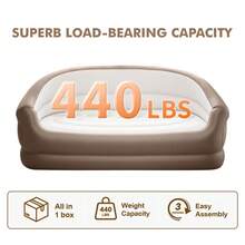 Inflatable Couch Outdoor Air Sofa,Blow Up Couches For Camping, Double Size,Foot Pump Included(Black) - 棕色 - 查看 7
