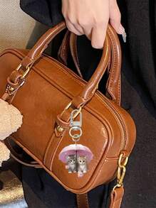 1个可爱猫咪亚克力钥匙扣 - 防止钥匙丢失 - 卡通动物挂件，带扣，时尚背包配件和礼品创意，猫咪挂件，猫咪钥匙扣，PVC材质，双面印刷，图像清晰，色彩鲜艳，带扣 - 适用于各种包型，方包，单肩包 - 彩色 - 查看 4