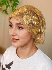 1 buc. Model floral cu dungi, floral (combinație), casual, boem, petrecere, drăguț, poliester, mărgele, stras, ciucure, broderie, patchwork, eșarfă pentru cap, potrivită pentru zi cu zi, acasă, vacanță, întâlnire de seară, cadou, toate anotimpurile, decor elegant cu ciucure din mărgele acrilice, decor cu coadă de pește, stras, broderie florală, decor
