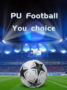 1pc Adult & Youth Standard Size 5 Hand-Stitched PU Soccer Ball, Dirt-Resistant & Durable For Outdoor/Indoor, Beach, Grass, Cement Pitch, White & Multi-Color