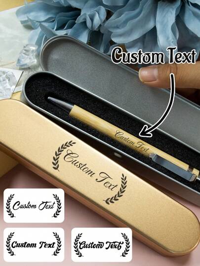 Custom Ballpoint Pen-With Name And Gift Box, Back To School Supplies , Personalized Teacher Pens, Customized Wooden Gel Pens, Customizable Text Writech Pens, Suitable For Birthday Gifts, Teacher's Day Gifts, Graduation Gifts, Back To School Supplies, College Essentials, School, Students, Friends, Men, Women, Home, Business, Office,Christmas Gift Supplies