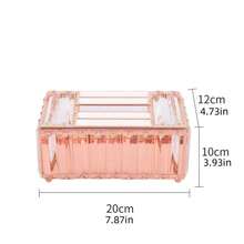 Elegante cubierta de caja de pañuelos de cristal dorado: rectangular, de acero inoxidable pulido, adecuada para tocador, baño, dormitorio, oficina en casa o decoración de bar, Halloween, decoración navideña