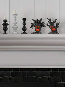 Tree Stump Ghost Figurines Garden Miniatures, Mini Spooky Halloween Resin Ghost Statue Ornament For Porch Patio Backyard Yard Home Shelf Decor Accent Halloween DIY Accessories Tree Ghost Pumpkin Tree Decorative Resin Accessories Fall Decor Autumn Decor Home Decor Halloween Decor Room Decor