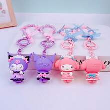 1 pieza Llavero oficial de muñeca con dije de gato de Sanrio, accesorio lindo de estilo japonés, figura de personaje de dibujos animados, regalo para estudiantes, artículo de moda para niñas, coleccionable, llavero, decoración para mochila, regalo de fiesta, accesorio de pareja, decoración colgante para auto, regalo de cumpleaños, mercancía de Halloween, regalo de Navidad, regalo del Día de San Valentín