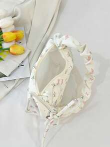 1 chiếc túi đeo vai thời trang mùa hè đa năng, họa tiết nơ, chất liệu vải nylon trắng, thiết kế dây rút, phù hợp sử dụng hàng ngày cho phụ nữ - trắng - Xem 10