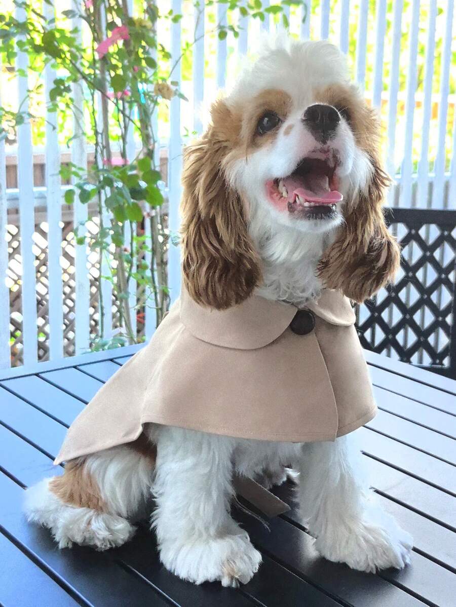 UFBemo 欧美款宠物外套 狗狗风衣 宠物服装 狗狗外套 英伦风连衣裙 猫咪服装 欧式外套 宠物服饰 - 卡其色 - 查看 1