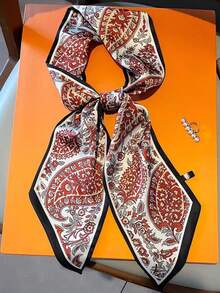 1 件女士马车印花时尚风格真丝围巾女士头巾、发带、头带，非常适合装扮您的外观