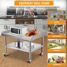 Danolapsi Stainless Stee Grill Stand Table 36"X28"X24" ,1000 Lbs Top Shelf Capacity, 220 Lbs Bottom Shelf Adjustable Legs With 2" Edge Baffle For Hotels,Homes,Commercial Kitchens - Silver - View 10