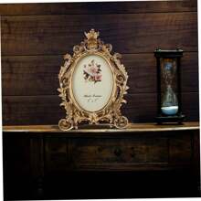 1pc Vintage Gold Flower Photo Frame, Oval Retro Frame, Desktop Picture Display Stand, Home Decor, DIY Frame, Modern Home Decoration, Suitable For Living Room And Bedroom, Center Decor, Halloween And Christmas Gift, Graduation Gift, Wedding Decoration - Multicolor - View 7