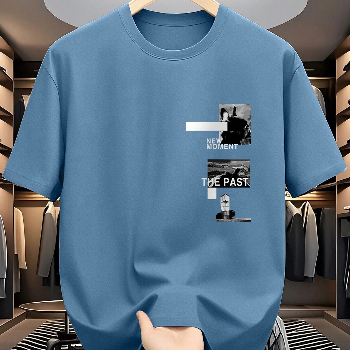 Camiseta de manga corta con cuello redondo y estampado gráfico para hombre, de verano