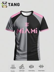 Camiseta de fútbol estilo Miami y top deportivo de cuello redondo cómodo, adecuado para partido de fútbol, entrenamiento, uso casual y vacaciones, gran regalo