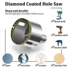 10pcs Diamond Hole Saw Set - For Diamond/Tile/Marble/Glass/Ceramic - Diamond Coated Edge, Precision Drilling, With Drill Bit Grinder - Multicolor - View 3