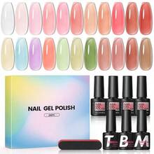 25pcs Jelly Gel Nail Polish Set With Top Base Coat 22 Colors Jelly Gel Polish With 3pc Top Base Coat Pastal Spring Summer Colors Crystal Transparent Gel Polish French Nail Art Kit For WomenDEVO - 25件果凍凝膠指甲油(Collection3) - 查看 1