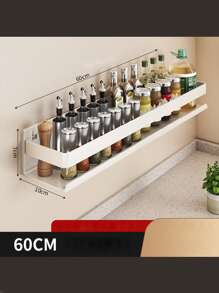 Kitchen Storage Rack, Wall Mounted For Kitchen, Bathroom, Balcony, Suitable For Kitchen, Bathroom, Toilet, Balcony, Made Of Aluminum Alloy, Sturdy And Durable, Anti-Moisture And Rust, Bottle And Can Storage Rack, Space Saving, Two Installation Methods, No Drill Required