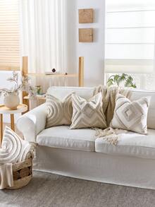 1/2 Vỏ gối trang trí Boho màu be 45X45cm, Vỏ gối trang trí dệt tua rua có tua rua Bohemian cho ghế sofa, xe hơi, phòng ngủ, phòng khách, trang trí mùa thu, trang trí mùa thu, trang trí phòng - trắng - Xem 3