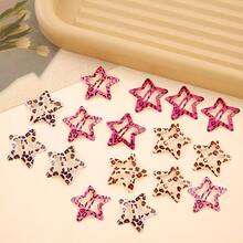 16个女士个性化水滴形发夹，彩色豹纹和斑马纹发卡，可爱星星发夹，发夹，发卡，发爪，发饰，头部饰品 - 彩色 - 查看 8