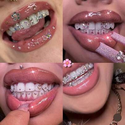 18pcs Butterfly & Rhinestone Colorful Tooth Jewelry Set, Cute Y2K Super Shiny Tooth Accessories For Daily, Party, Holiday, Unisex (No Glue Included)