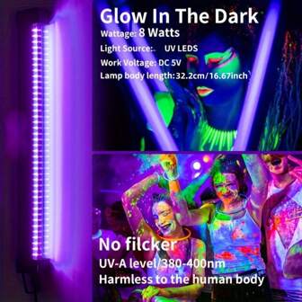 Halloween UV Black Light - Portable 395-Nanometer LED, Suitable For Lighting Up Parties, Detecting Hidden Stains And Inspecting Clothing (Perfect For KTVs And Home Haunted Houses)