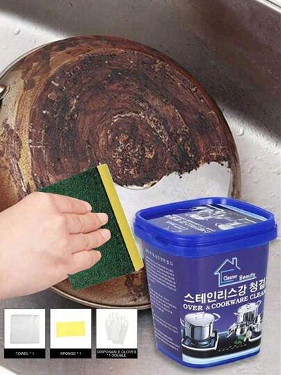 jakehoe 1/2 piezas Detergente multiusos para pasta de cocina, utensilios de limpieza, limpiador de grasa, removedor de residuos para esmalte/porcelana/acero inoxidable, los modelos nuevos y antiguos se envían al azar