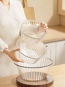 17厘米/22厘米/28厘米透明PET沙拉碗，蔬菜水果轻质食物混合、冲洗，多功能厚塑料碗，各种尺寸